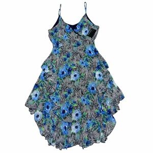 STELLA & JULIE NWT Mixed Prints Sleeveless Tiered Ruffle Midi Dress 14